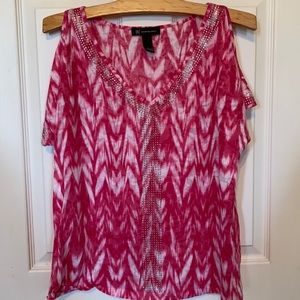 INC cold shoulder pink top